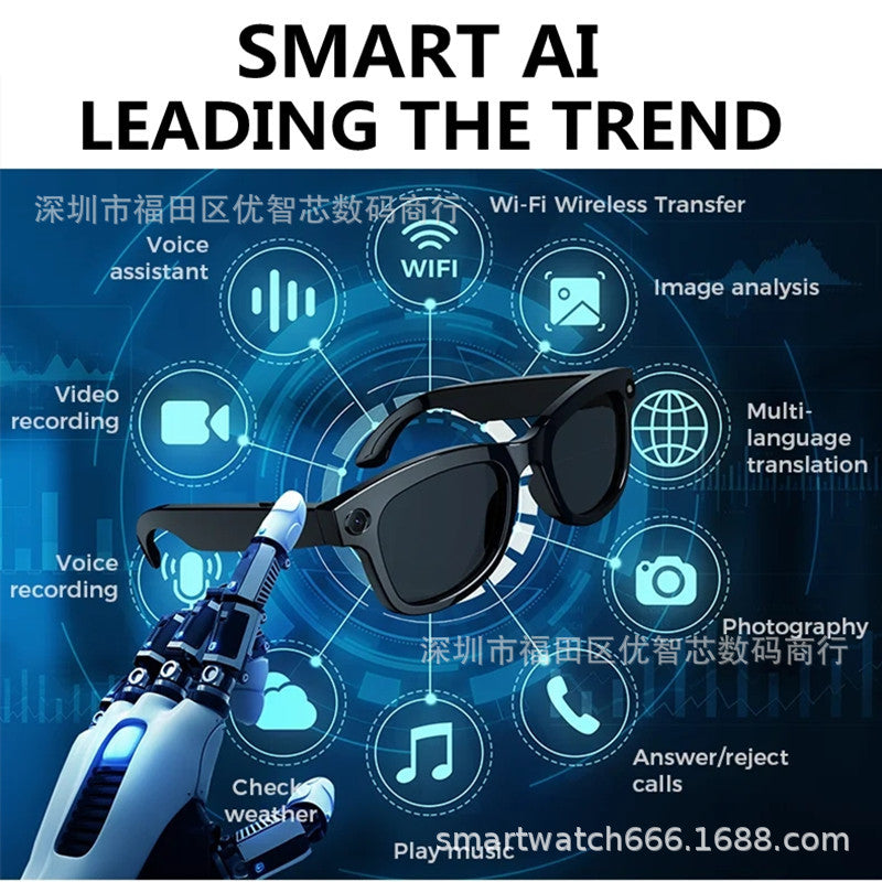 Cross-Border New Ai Glasses Sunglasses Can Make Calls, Record Videos, Take Photos, Translate Hd 1080P Anti-Shake M01